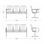 Секция стульев для конференцзала YH-16/2Р  с откидными столиками