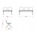 Многоместные кресла YH 30/2 мягкие для зоны ожидания 