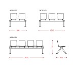 Секция пластиковых стульев YH-32/2 с регулируемыми опорами