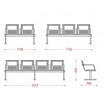 Секция стульев перфорированная YH 88/5 с мягкими накладками