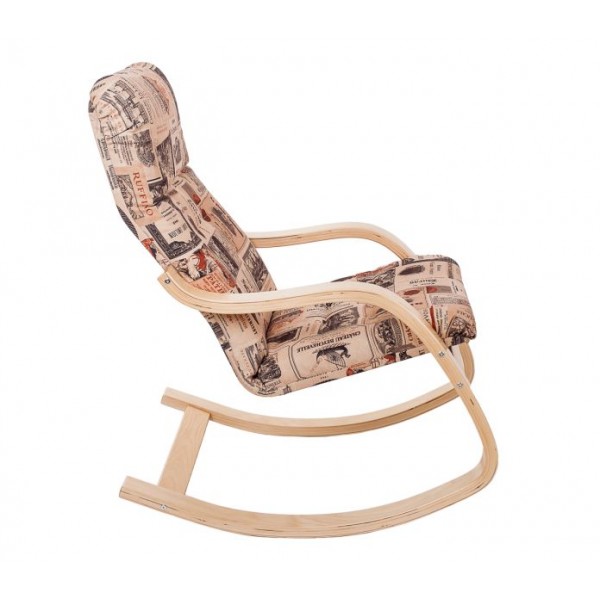 Кресло-качалка из массива дерева с мягкой обивкой