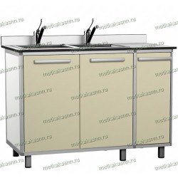 Стол лабораторный с мойкой СЛМ 02.02 серия Элит два смесителя,3 дверки