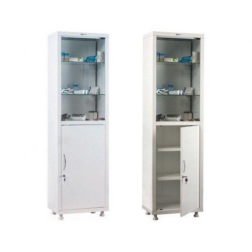 Шкаф металлический для хранения лекарств МЕШ1-1650С дверки стекло