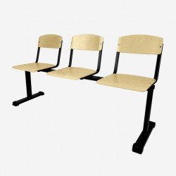 Секция стульев КФ-ПС 09-А трехместная с неоткидными сиденьями из фанеры