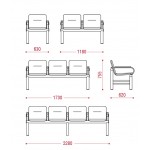 Секция стульев мягкая YH-15-03/2 с подлокотниками