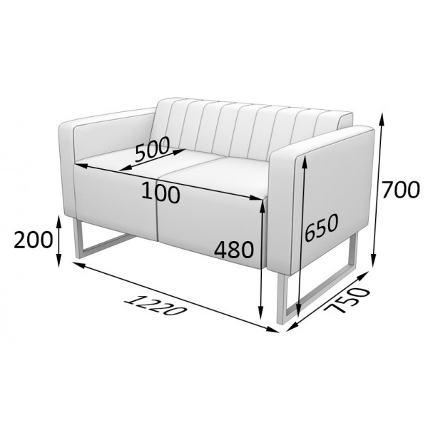 Диван двухместный на металлокаркасе